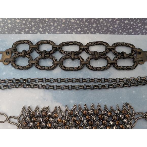 Boho Charm Bracelet Lot 5 Rhinestone Chain Turquoise Blue Women Jewelry - Picture 3 of 7